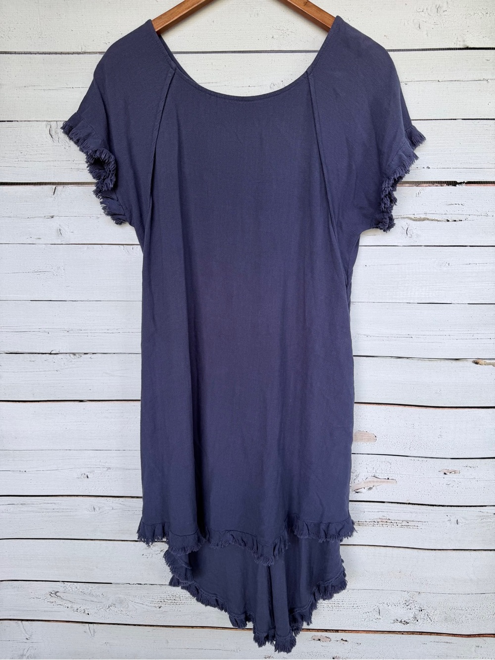 Umgee Fringe Trim High-Low Tunic Dress Size Small